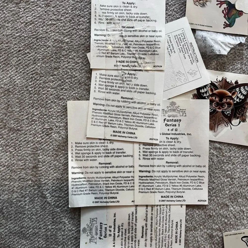 Vintage Temporary Tattoos and Vintage sticker lot (Spongebob, Hulk, etc)